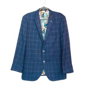 Paisley & Gray Sport Coat Jacket Men 42R Windowpane slim fit tropical bird print